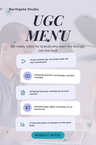 UGC menu for brands: a 2:3 service stack template for Pinterest