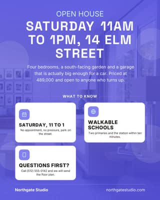 Open house: a announcement card social media template for real estate