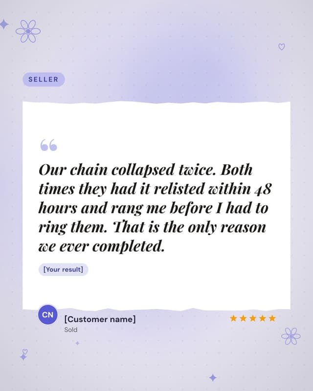 A seller review: a torn paper quote social media template for real estate