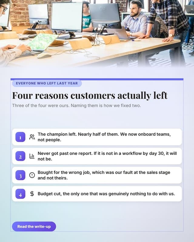 What we learned from churn: a tips list card social media template for saas