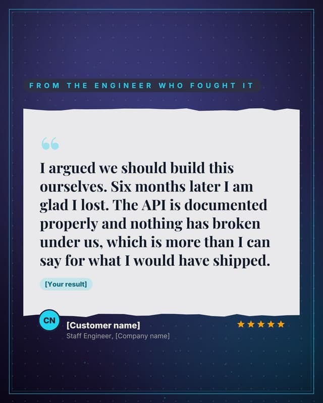 A technical buyer: a torn paper quote social media template for saas