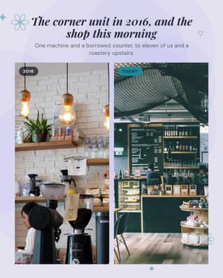 The shop, then and now: a before after photo social media template for small business