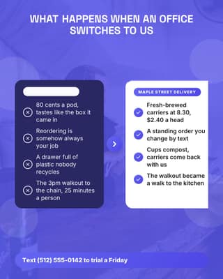 Office coffee, fixed: a before after social media template for small business