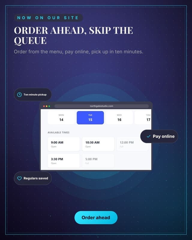 Order ahead page: a device showcase social media template for small business