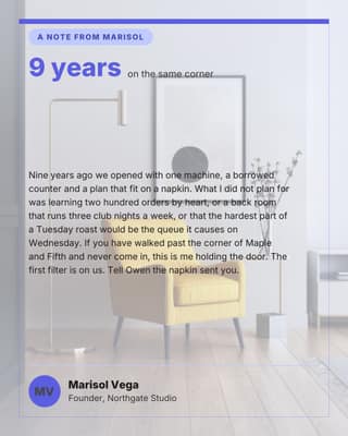 Note from the owner: a founder note card social media template for small business