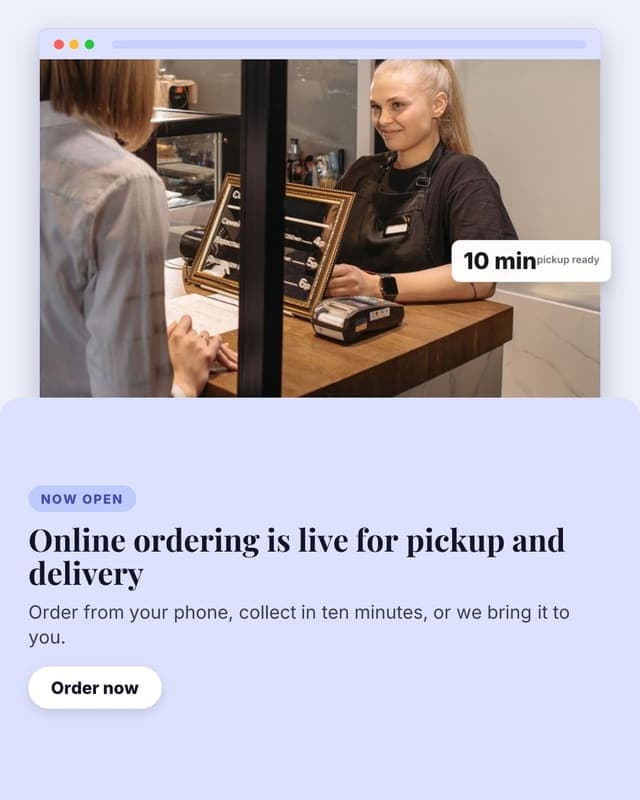Online ordering: a launch composite social media template for small business