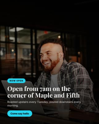 Now open on the corner: a photo spotlight social media template for small business