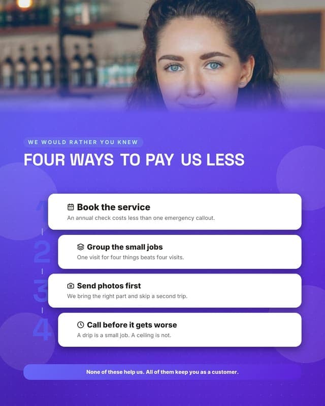 Ways to spend less with us: a numbered stack social media template for small business