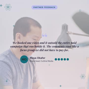 Brand partner testimonial: a 1:1 quote card template for Facebook