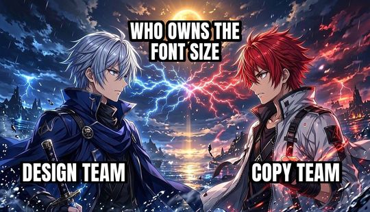 Anime Rivals Stare Down meme: Design team / Who owns the font size / Copy team
