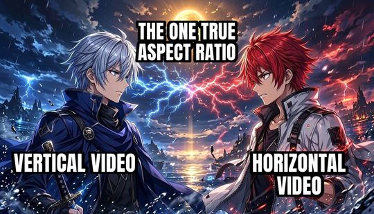 Anime Rivals Stare Down meme: Vertical video / The one true aspect ratio / Horizontal video