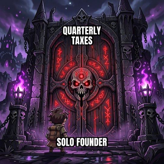 Final Boss Door meme: Solo founder / Quarterly taxes
