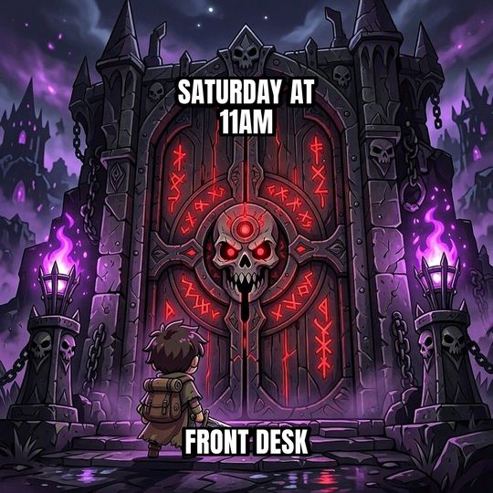 Final Boss Door meme: Front desk / Saturday at 11am
