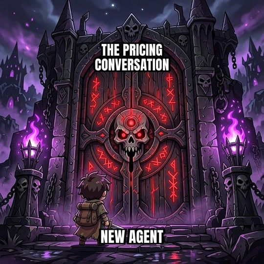 Final Boss Door meme: New agent / The pricing conversation