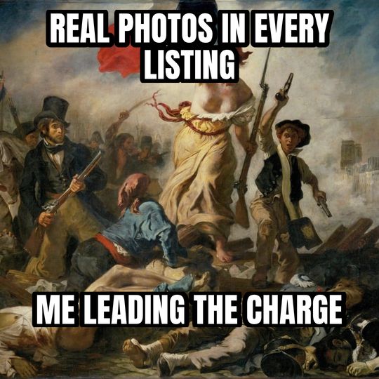 Liberty leading the people meme: Real photos in every listing / Me leading the charge