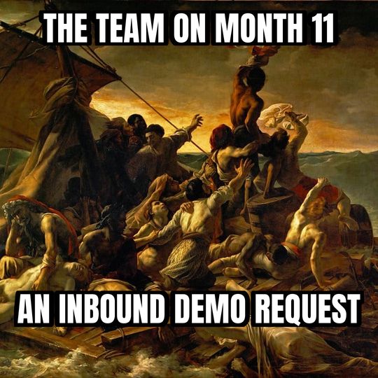 Raft of the Medusa meme: The team on month 11 / An inbound demo request