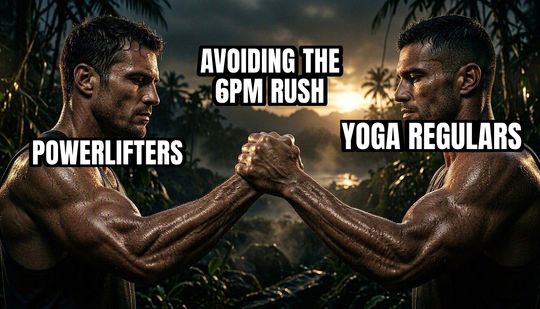 Epic Handshake meme: Powerlifters / Yoga regulars / Avoiding the 6pm rush