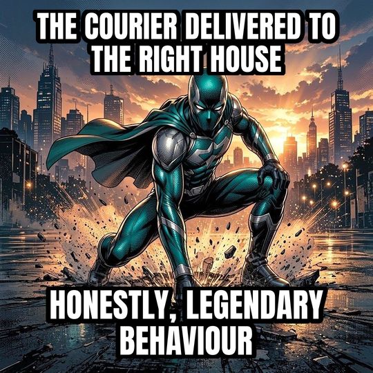 Superhero Landing meme: The courier delivered to the right house / Honestly, legendary behaviour