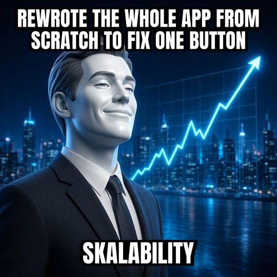 Stonks meme: Rewrote the whole app from scratch to fix one button / SKALABILITY