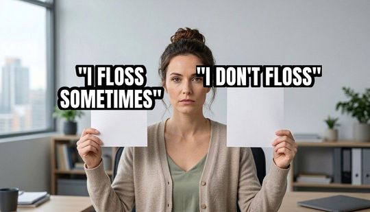 They’re the Same Picture meme: "I floss sometimes" / "I don't floss"