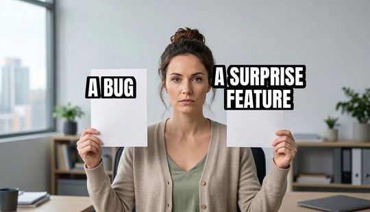 They’re the Same Picture meme: A bug / A surprise feature