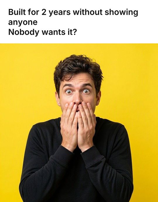 Surprised Face meme: Built for 2 years without showing anyone / Nobody wants it?