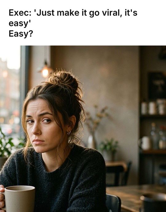 Side Eye meme: Exec: 'Just make it go viral, it's easy' / Easy?