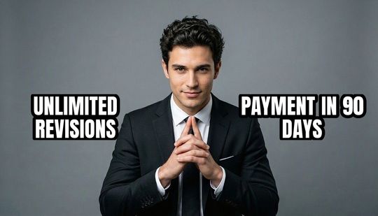 Trade Offer meme: Unlimited revisions / Payment in 90 days