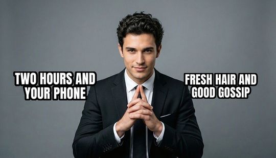 Trade Offer meme: Two hours and your phone / Fresh hair and good gossip